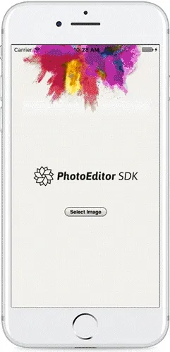 Our example app, opening the PhotoEditor SDK from Cordova.