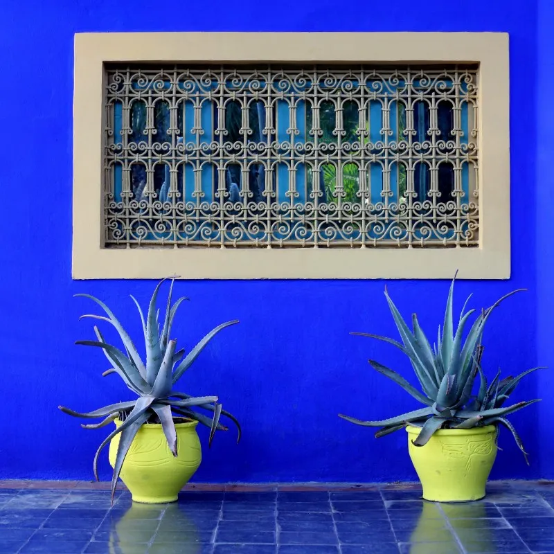 Example 1: The bright blue colored former atelier of Jacques Majorelle in Marrakech.