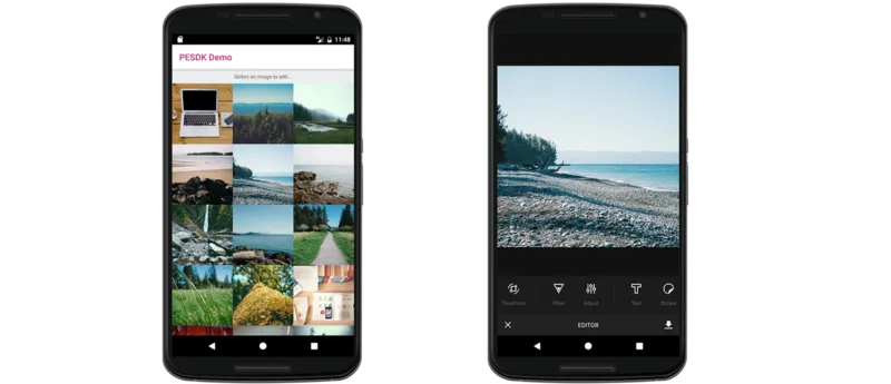 The example app running on an Android device.