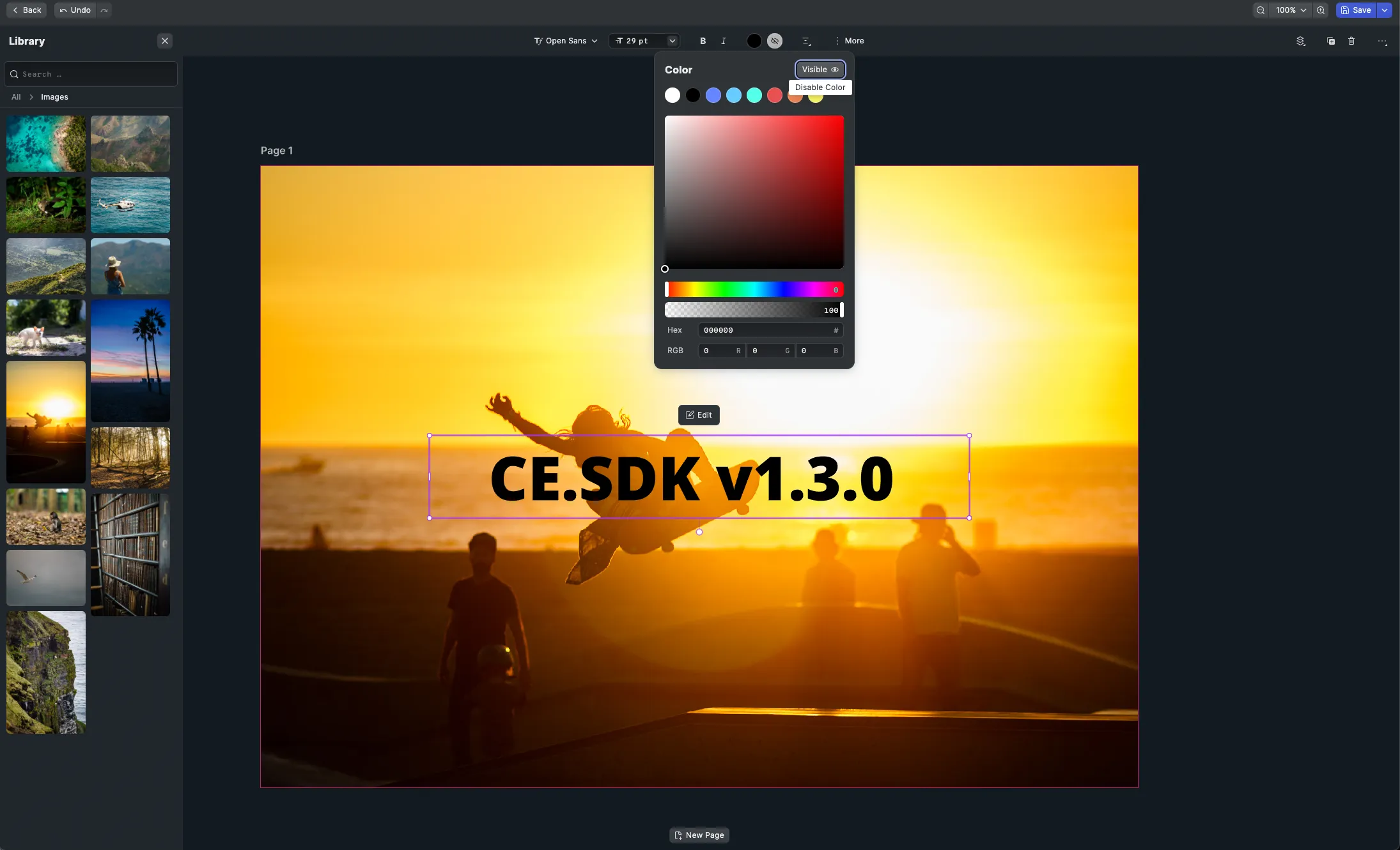 Minimal user interface for fast design adoption