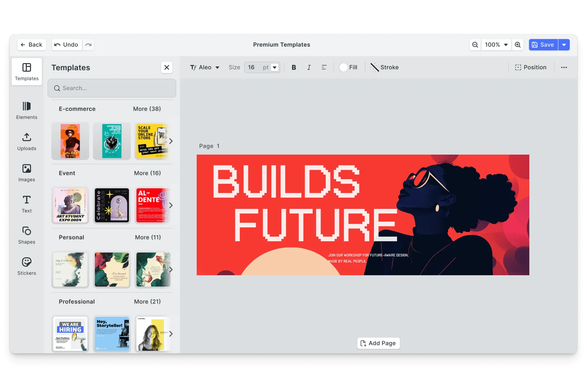 CE.SDK banners editor showing template-based design