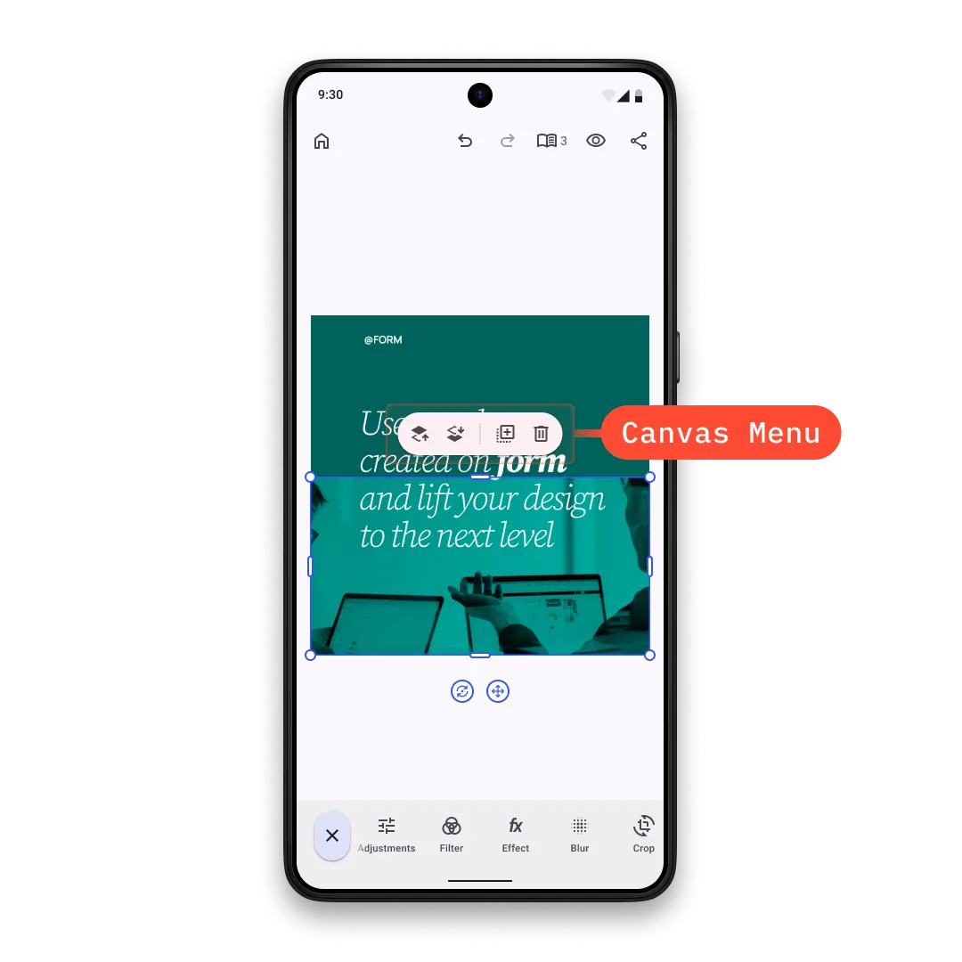 Customize the Canvas menu in your Android Editor.