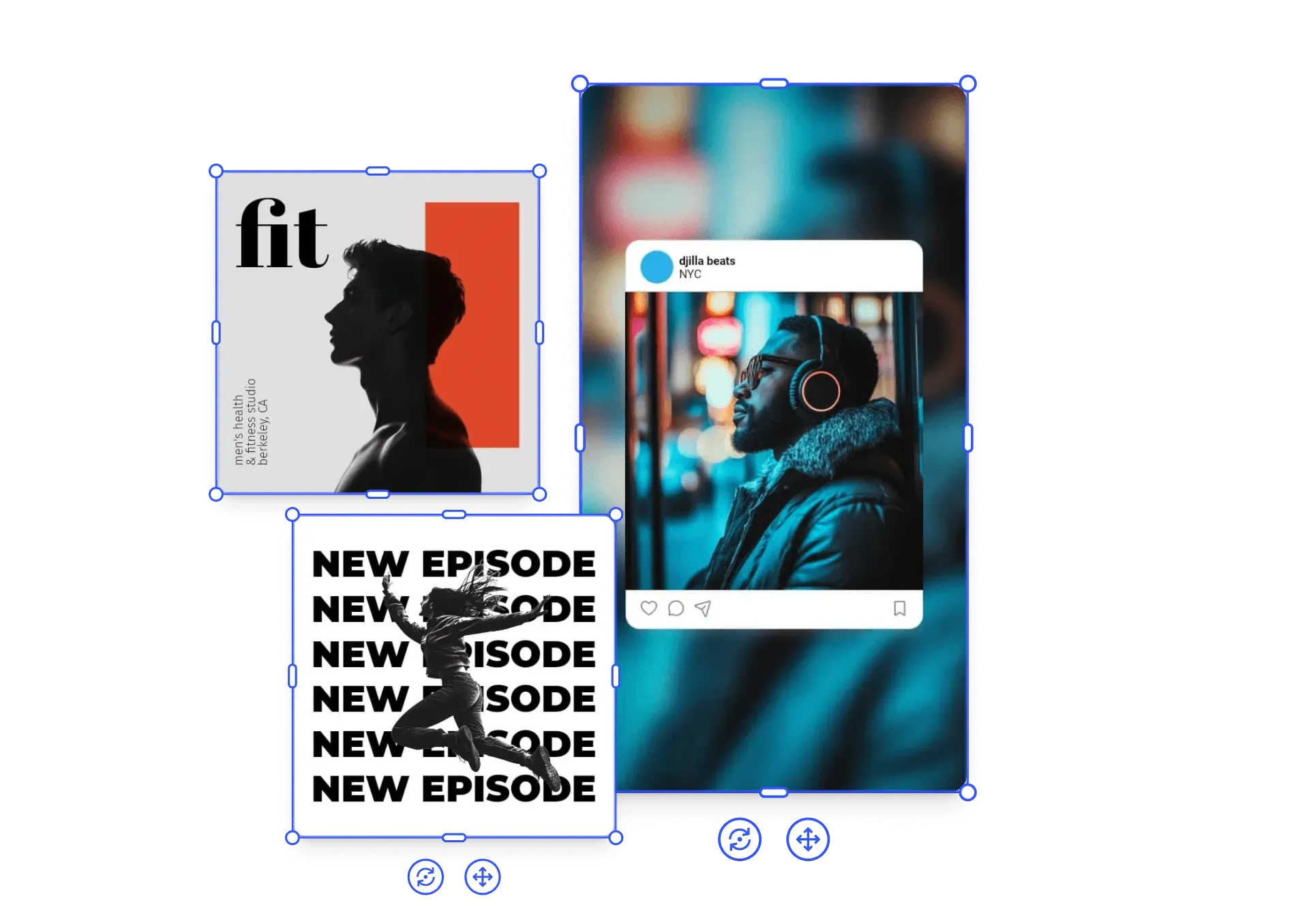 Overview of social media templates spanning Instagram, Facebook, and other platforms