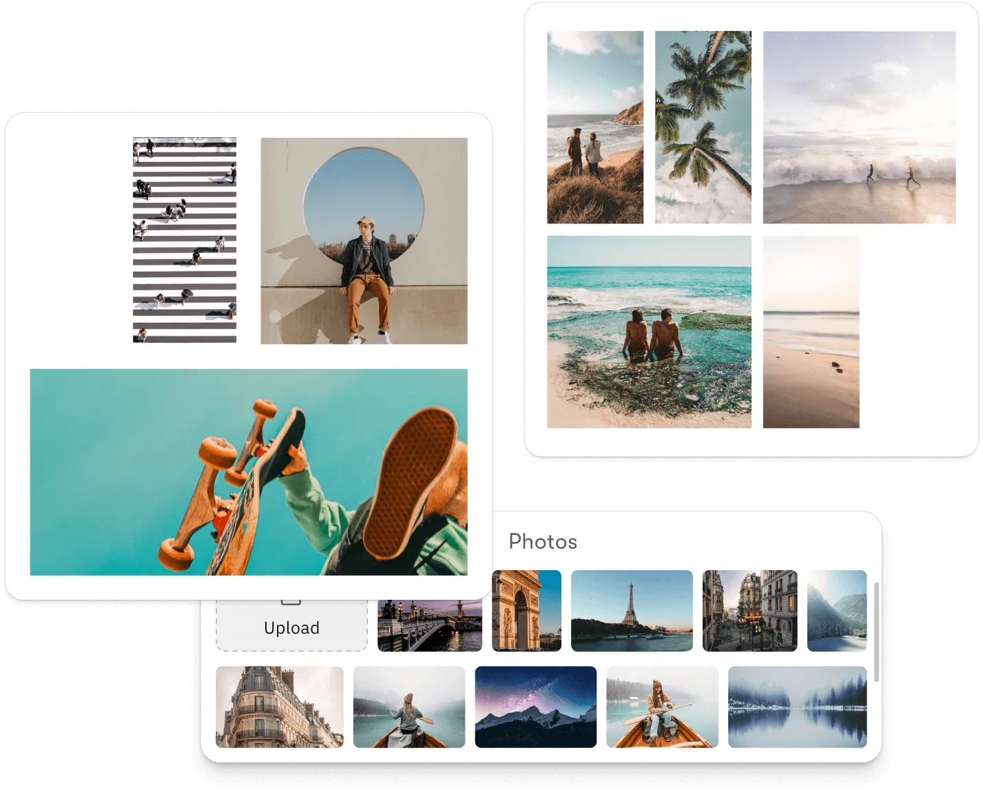 Customer arranging photos into a collage layout inside the editor
