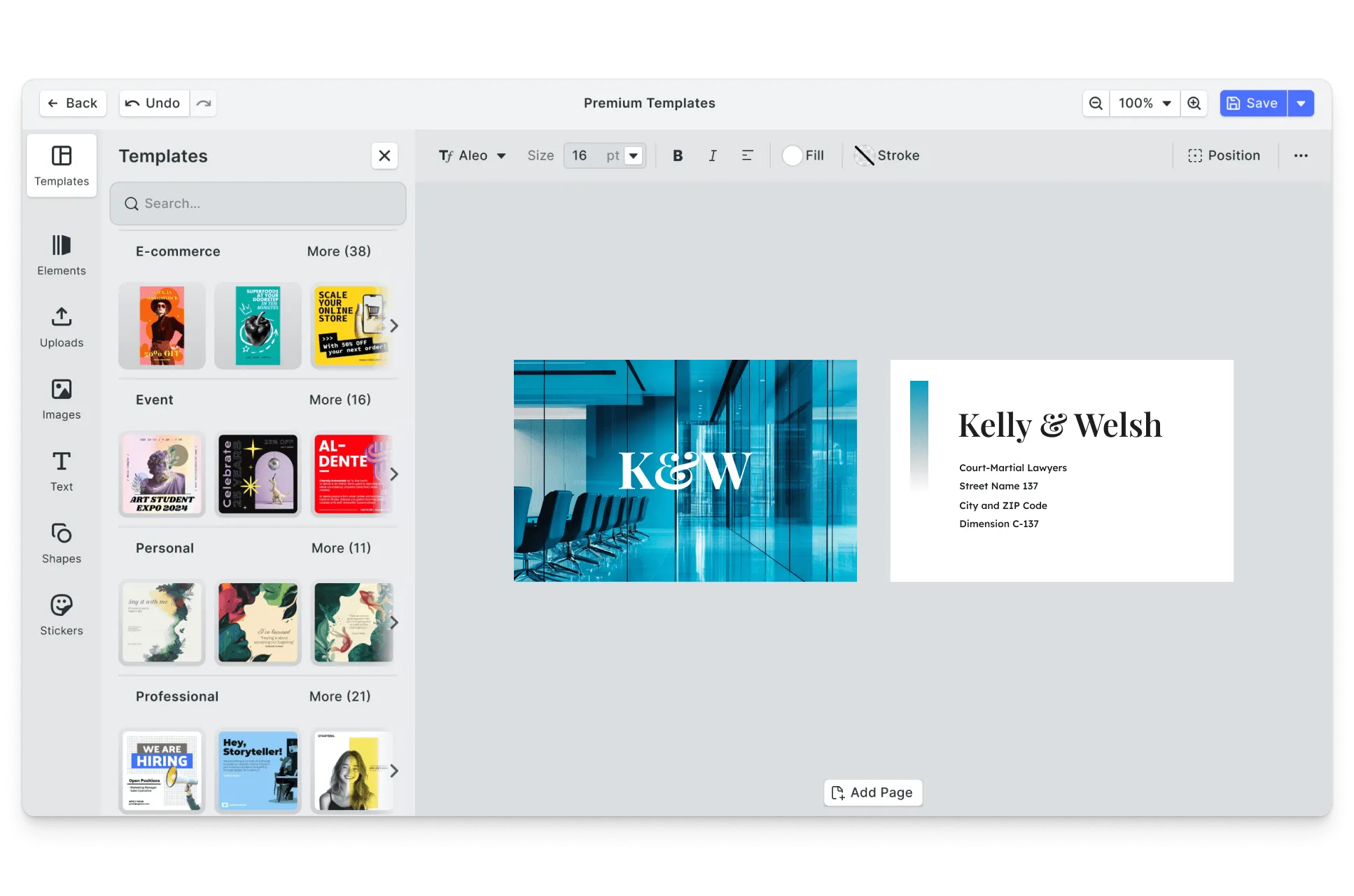 CE.SDK corporate business cards editor showing template-based design