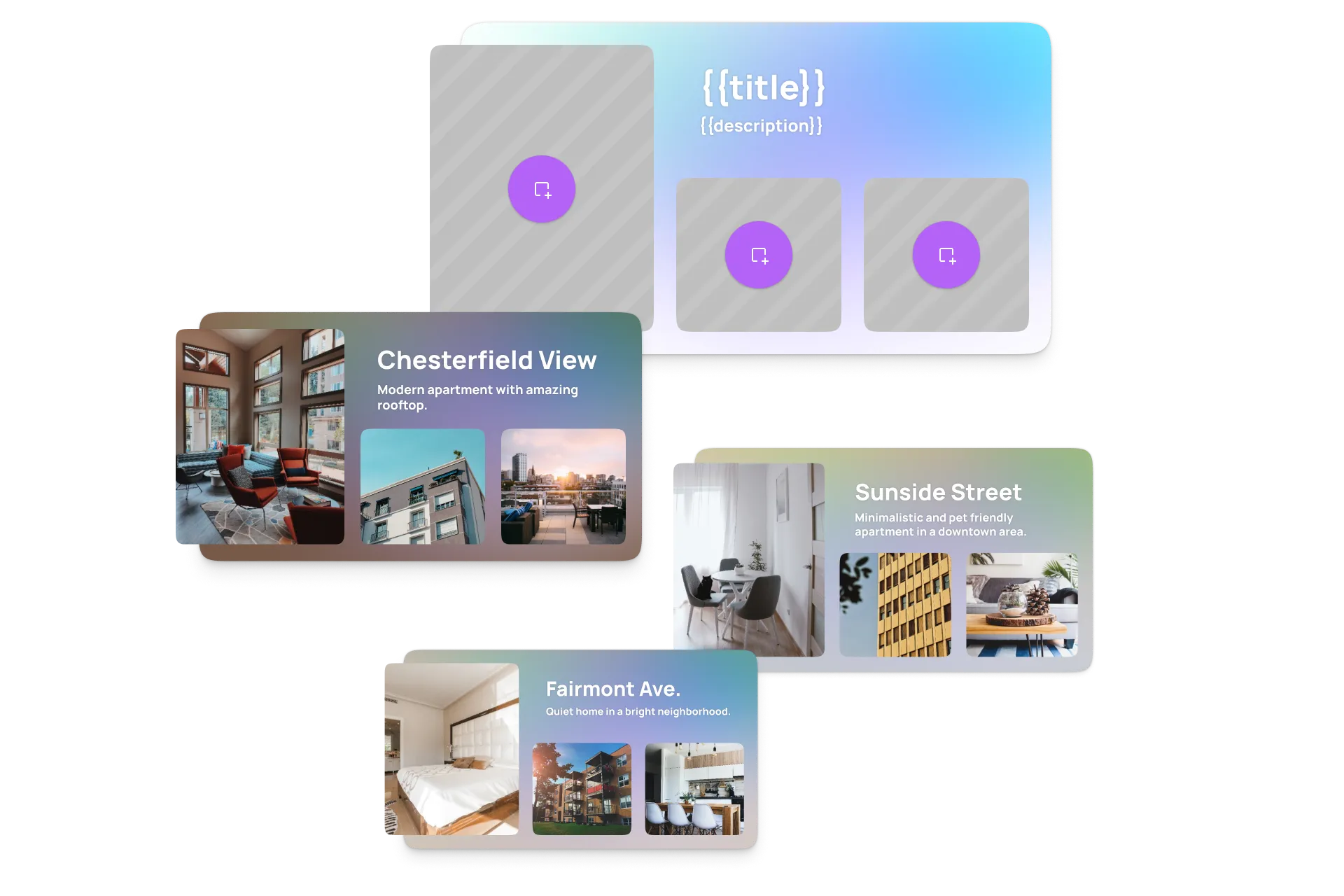 One approved template producing a stream of on-brand image, PDF, and video outputs automatically