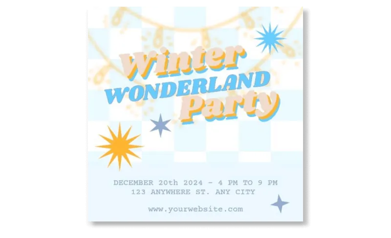 Holiday templates for Christmas parties, Halloween gatherings, and New Year's celebrations
