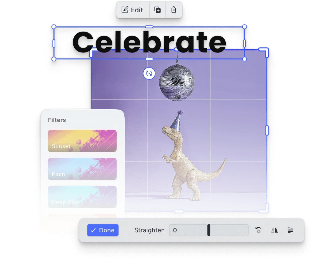 Composition of event templates across festive, elegant, and fun styles