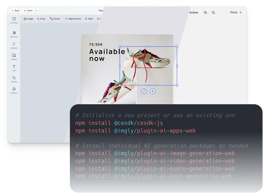 Pre-built fal.ai + CE.SDK integrations cutting time-to-ship from weeks to hours