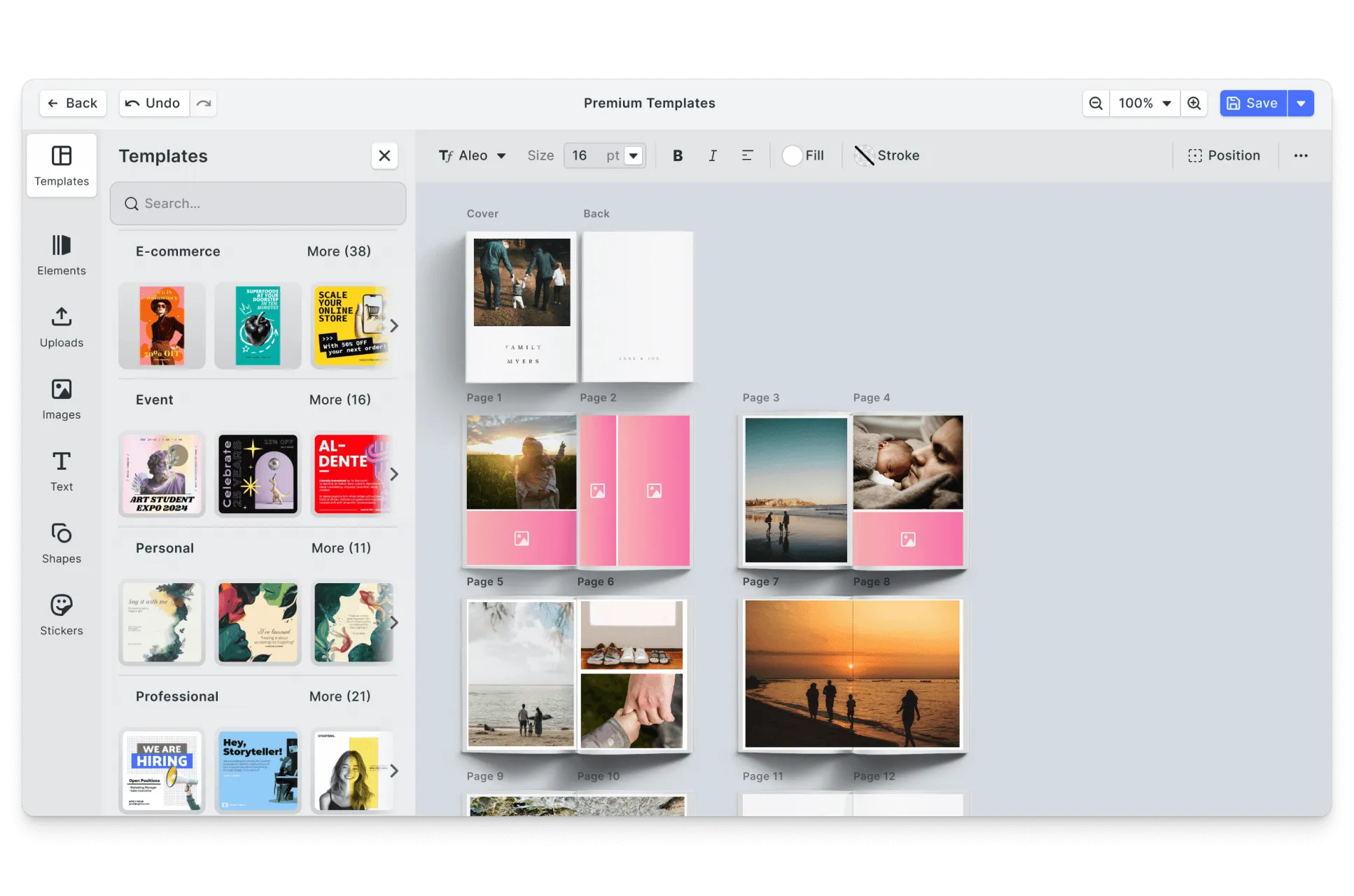 CE.SDK family photo collages editor showing template-based design
