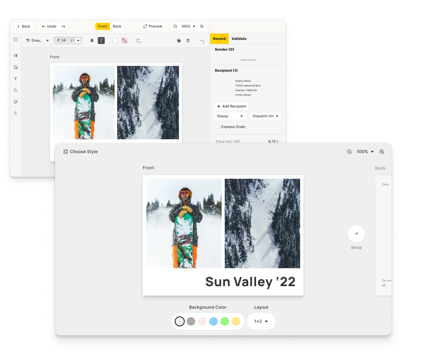 In-app photo editing keeping the design flow uninterrupted