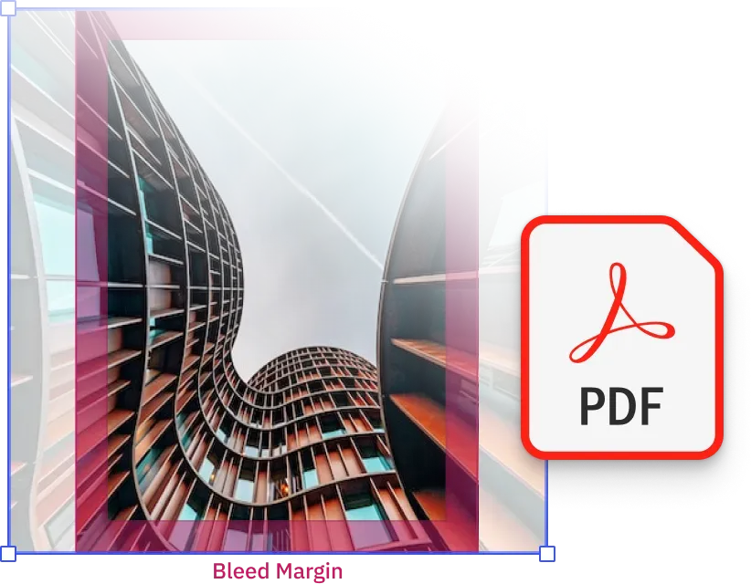 Print production settings, bleed guides, exclusion zones, and PDF/X export, configured per poster template