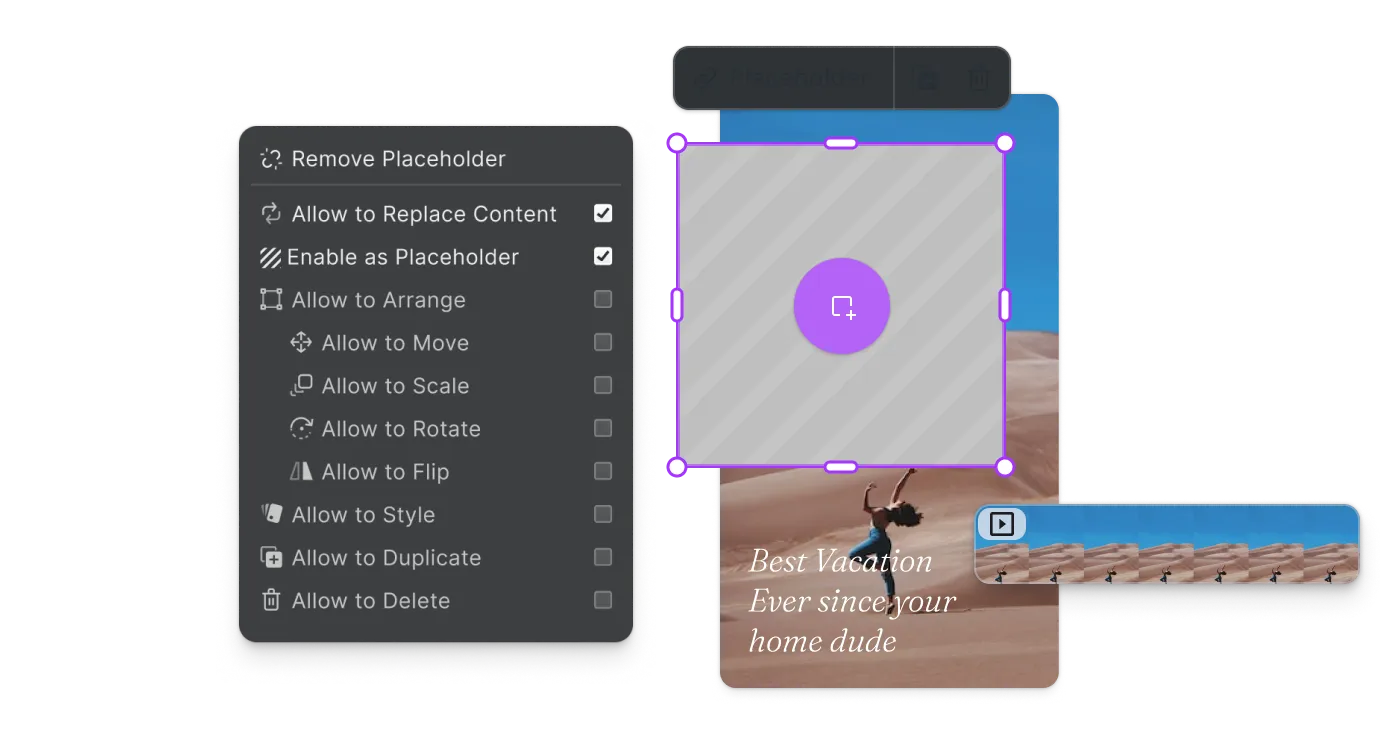 Mobile template picker showing branded short-form video templates for Reels and Stories