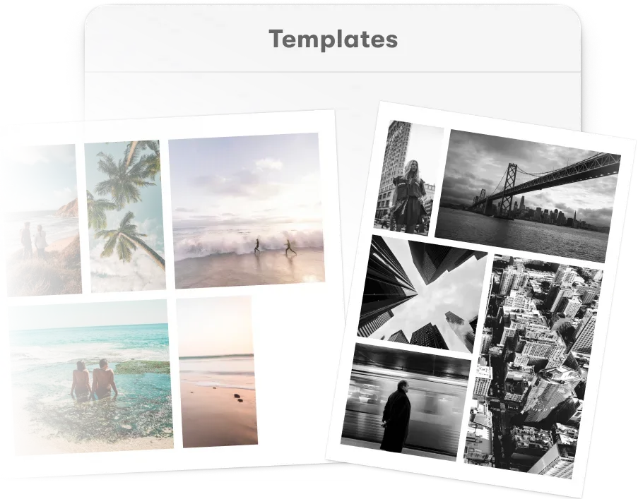 Smart collage templates with image placeholders and configurable lock controls