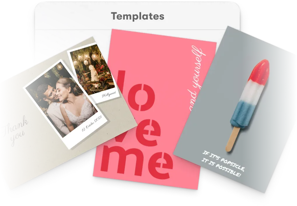 Smart greeting card templates with locked brand elements and editable photo and text zones