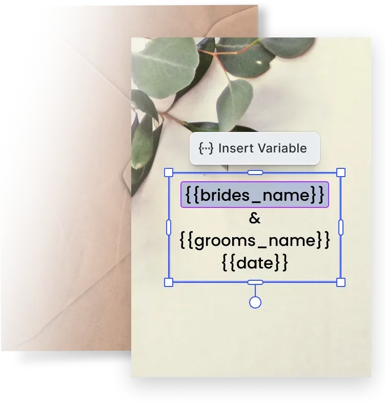 Variable data printing generating personalized greeting cards in bulk from one approved template