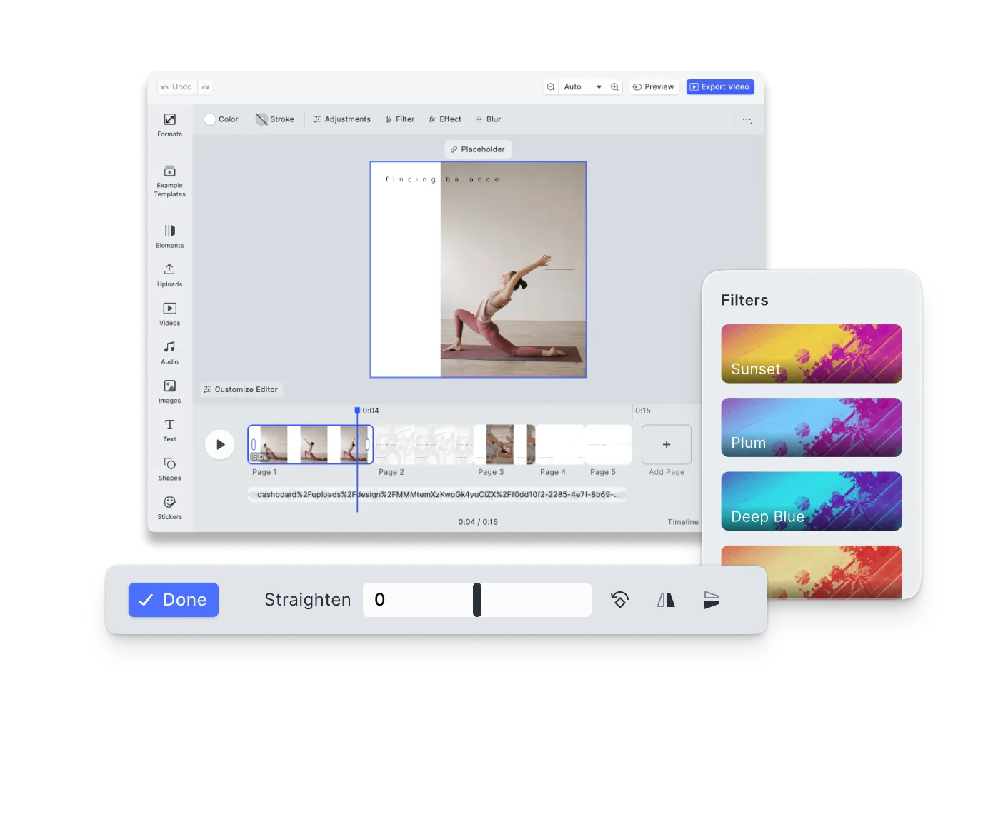 Photo and video editing inside a streamlined editor for non-designers
