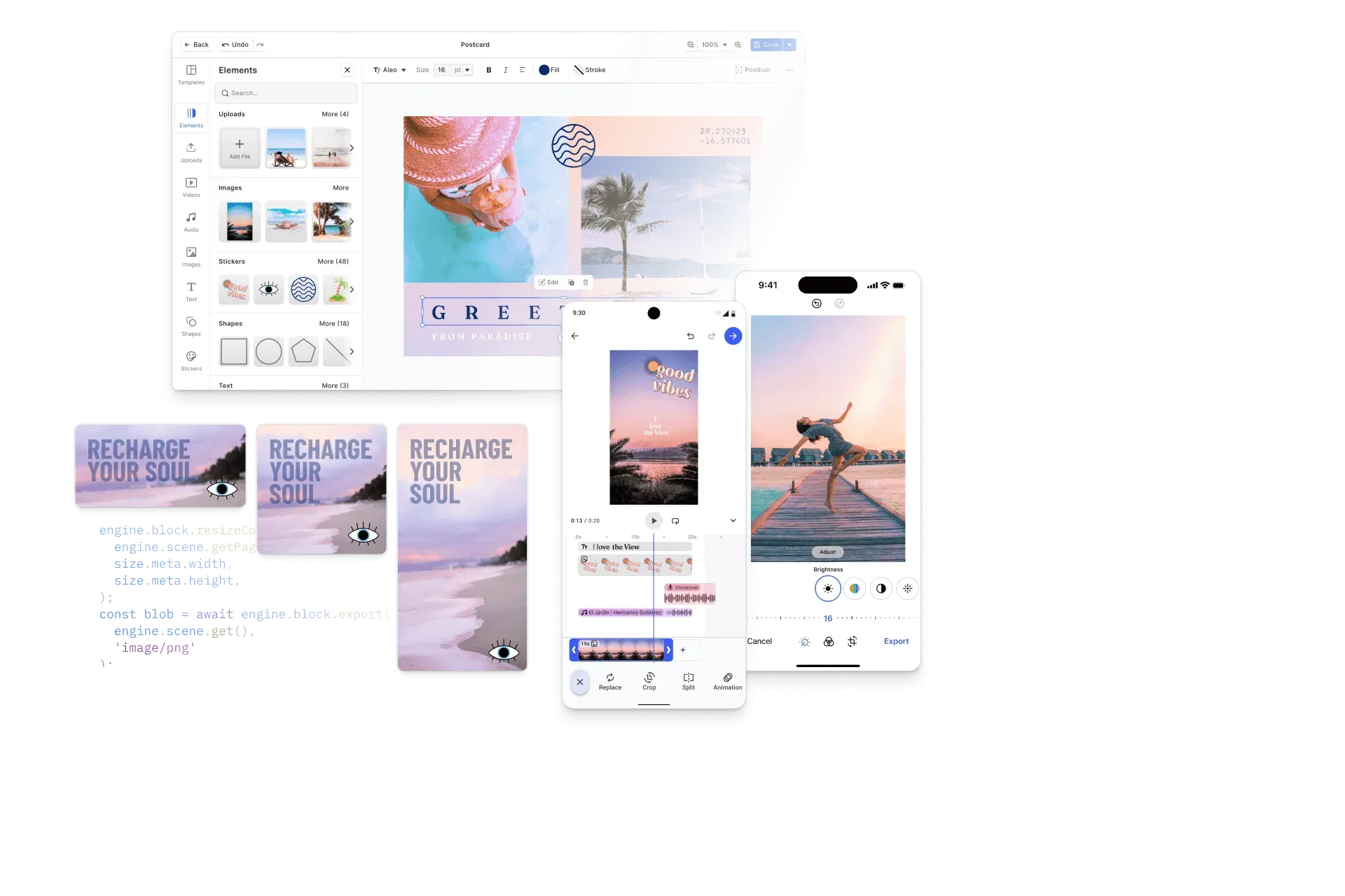 CE.SDK editor configured across web, mobile, and print formats