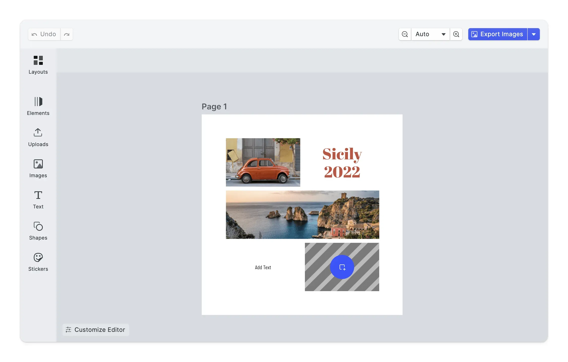 Auto-arranged layouts composing photos into balanced collage grids