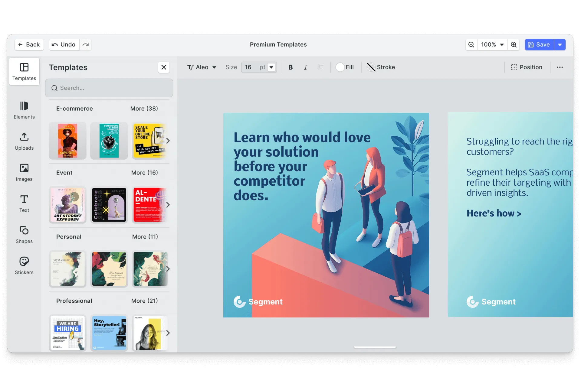 CE.SDK LinkedIn carousel editor showing multi-slide template-based design
