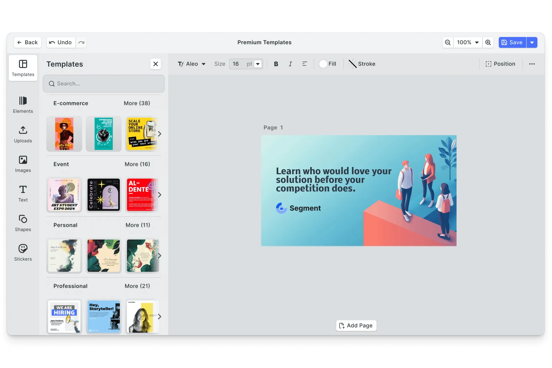 CE.SDK LinkedIn sponsored content graphics editor showing ad template-based design