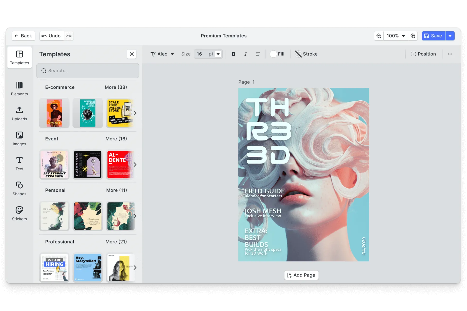 CE.SDK magazine covers editor showing editorial template-based design