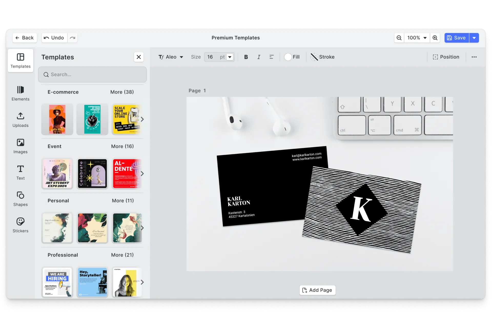CE.SDK product graphics editor showing template-based design