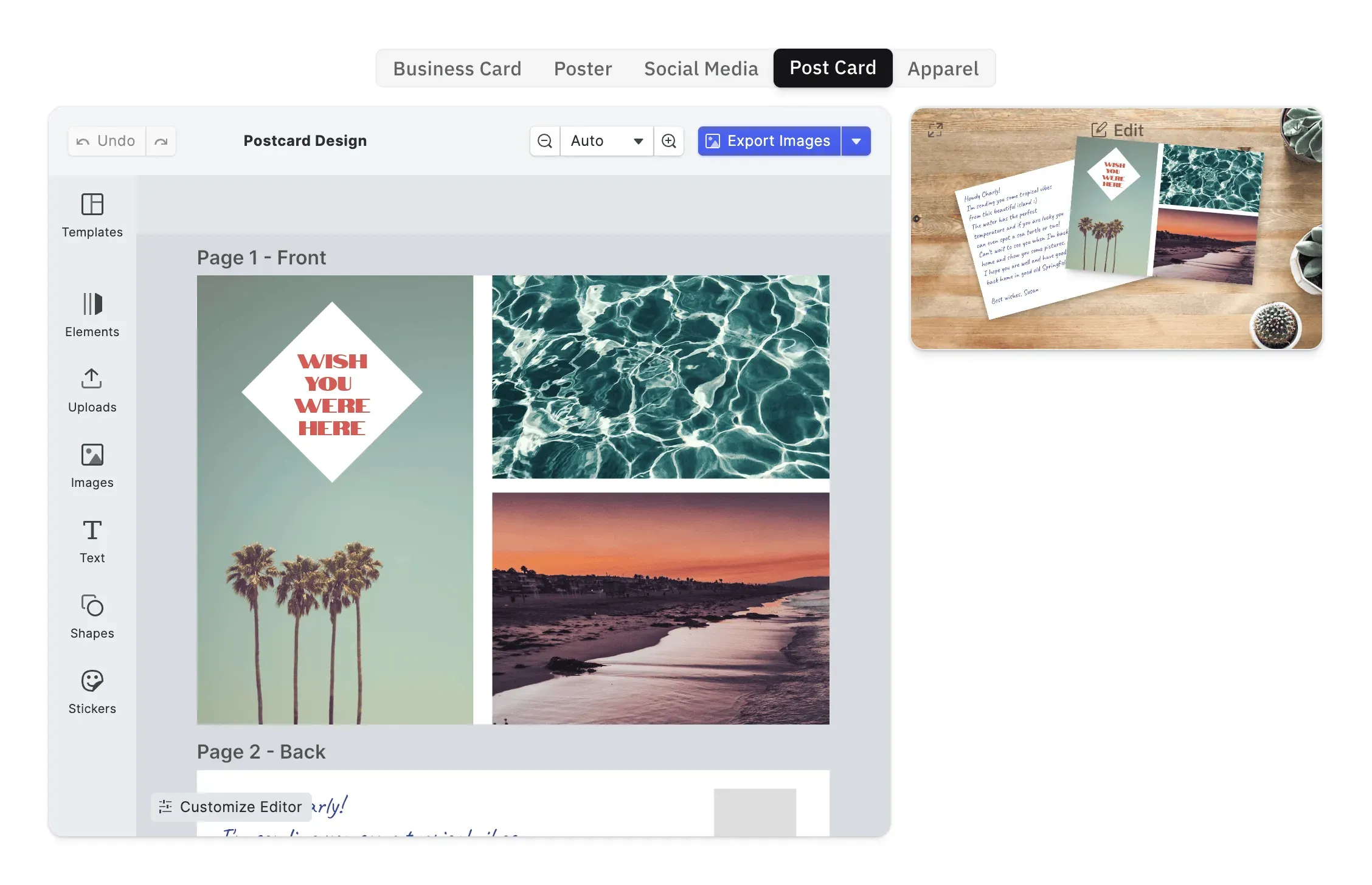 Live mockup preview showing the final printed product