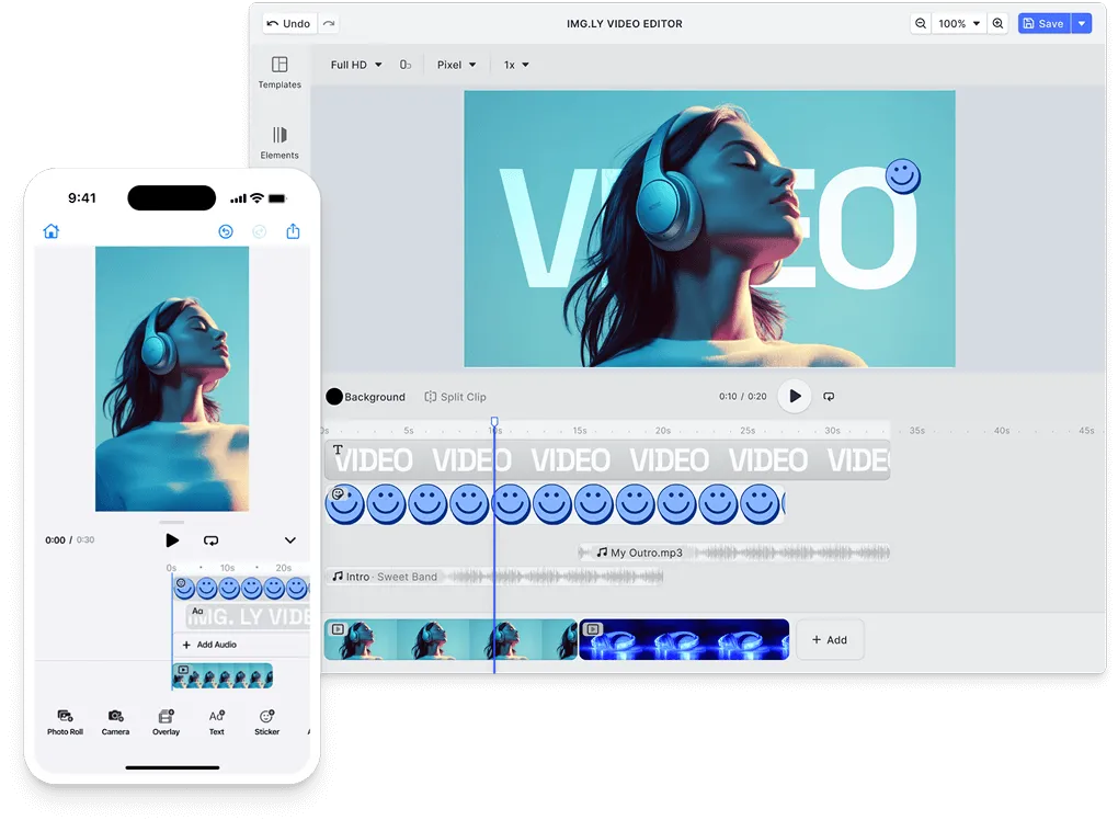 One video editor rendered identically across web, iOS, and Android devices