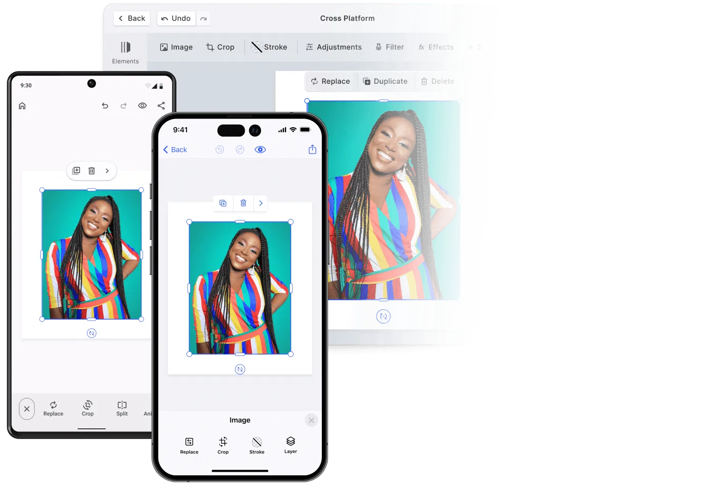 One CreativeEditor SDK rendered identically across web, mobile, desktop, and server