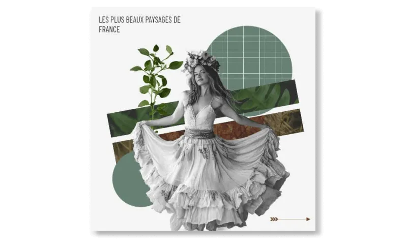 Photo collage templates with multi-photo grid layouts and scrapbook-style compositions