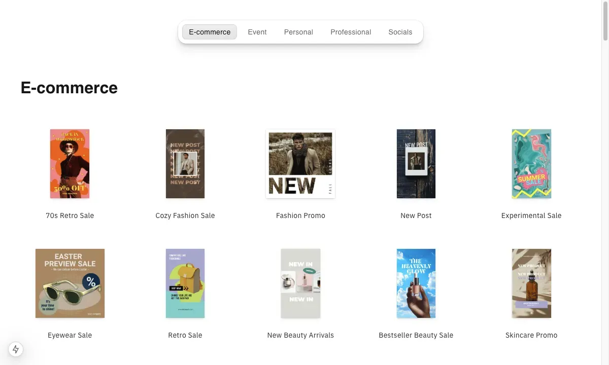 Premium template catalogue showing curated designs for every occasion