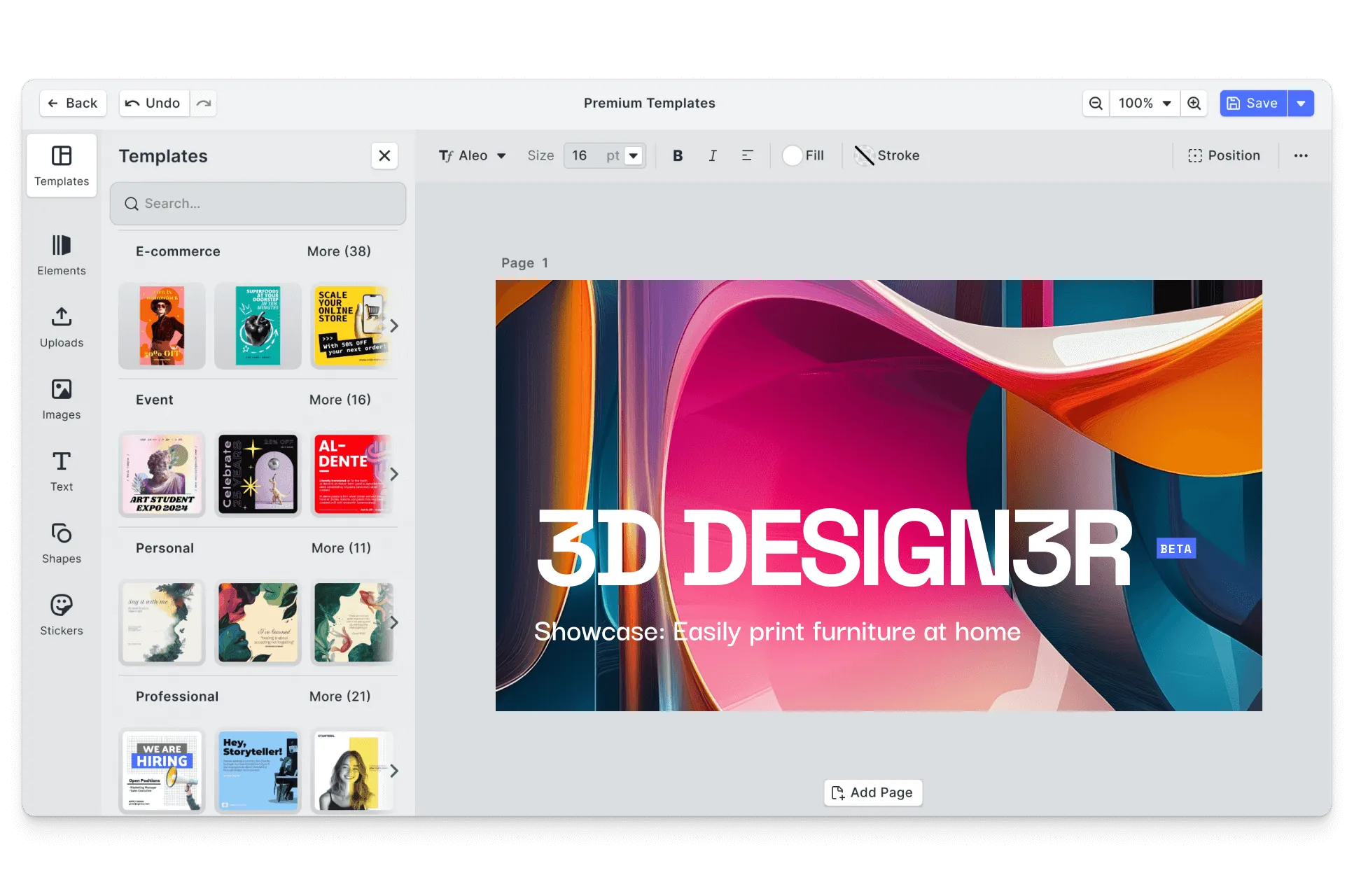 CE.SDK presentations editor showing template-based design