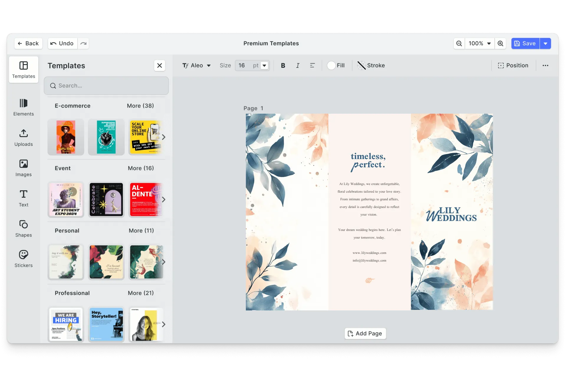 CE.SDK prints editor showing template-based design
