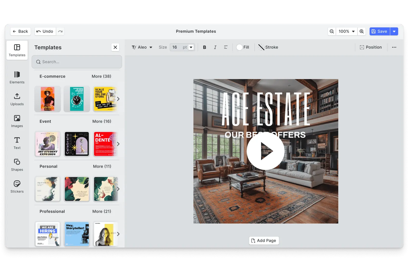 CE.SDK real estate video editor showing property walkthrough template