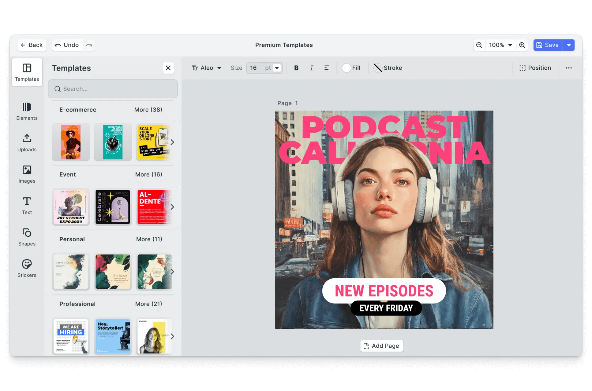 CE.SDK social media graphics editor showing template-based design