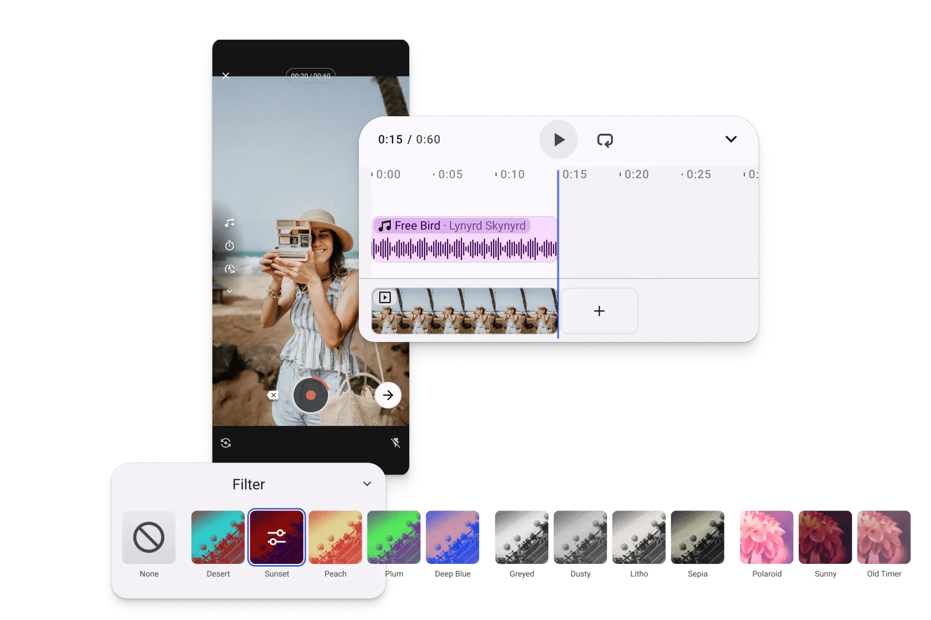 In-app photo and video creation for social media