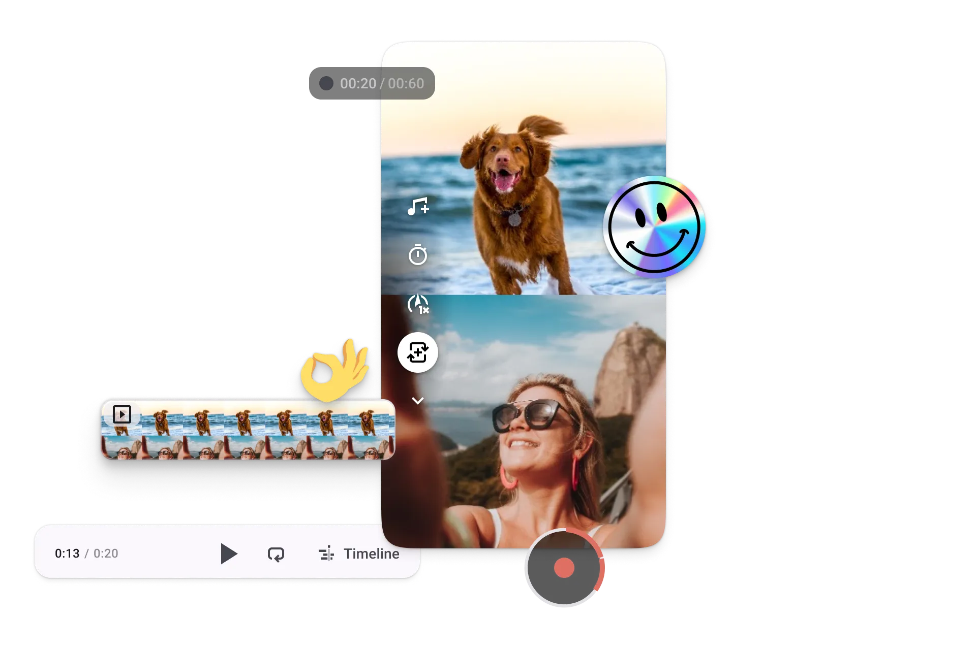 Short-form video editor running on a mobile device