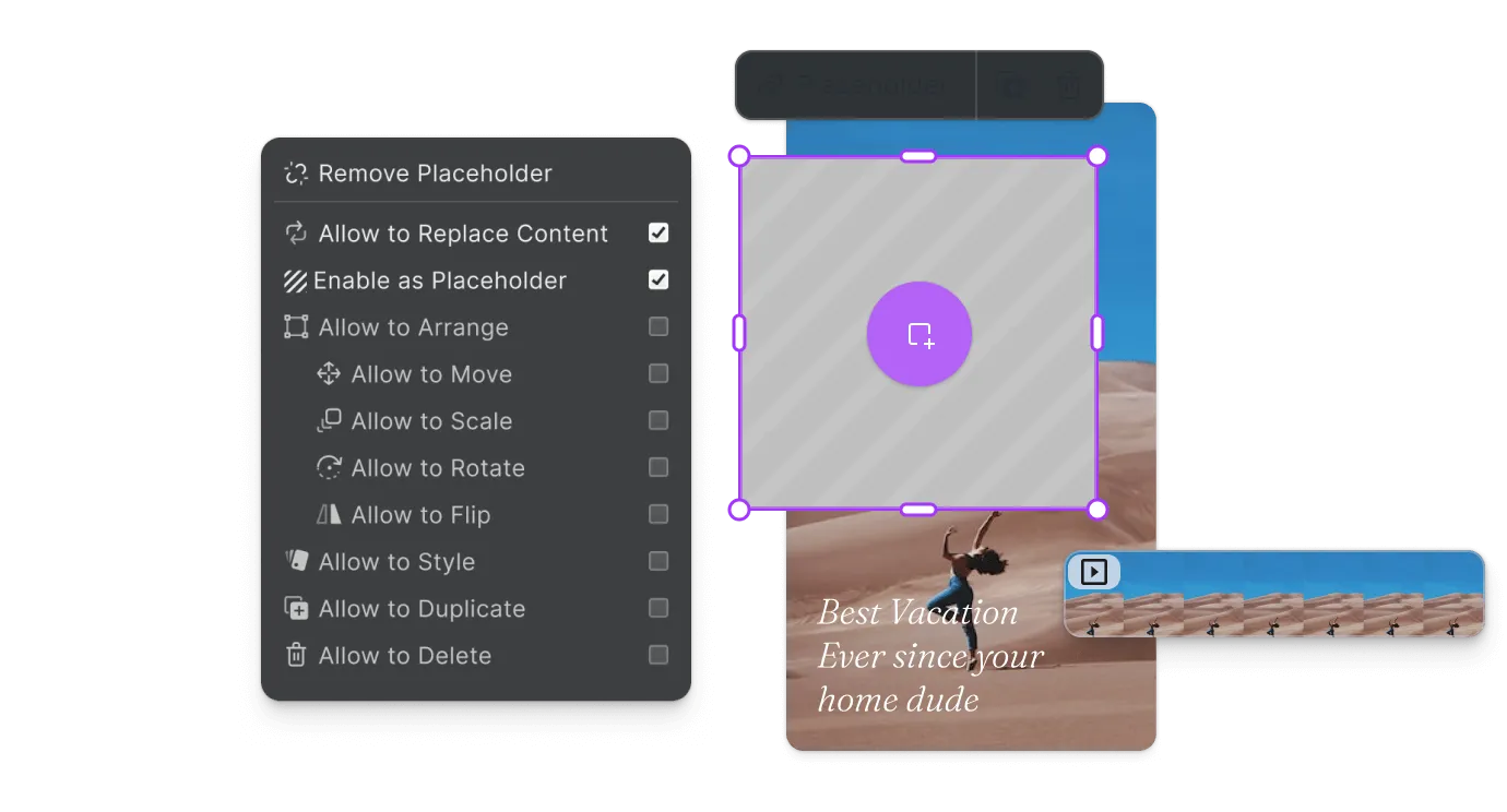 Mobile Stories and Reels templates with locked brand elements and placeholder zones for user clips, text, and music