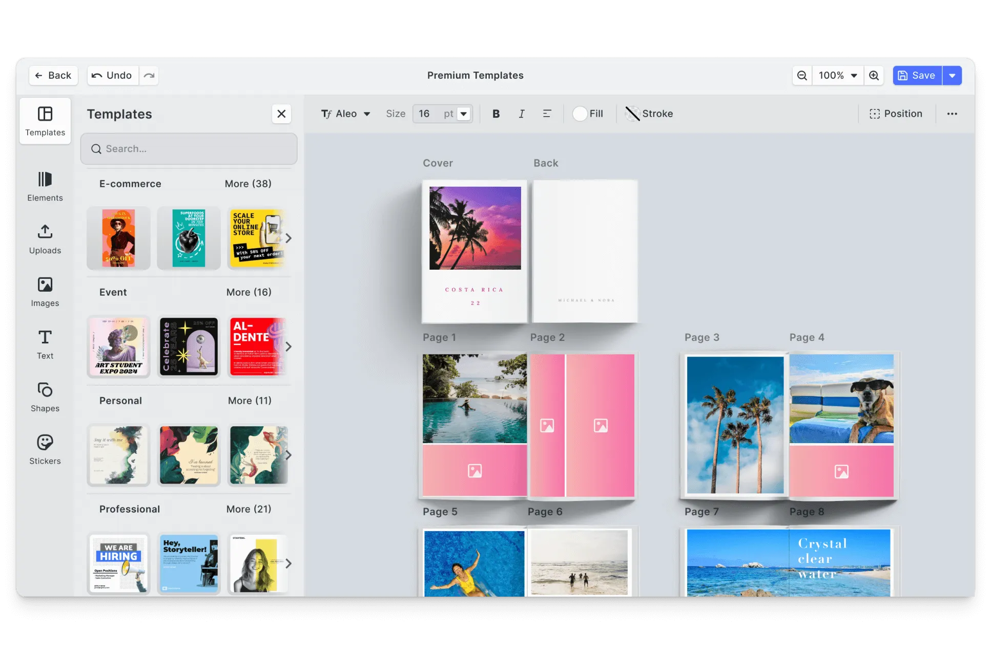 CE.SDK holiday photo books editor showing festive template-based design