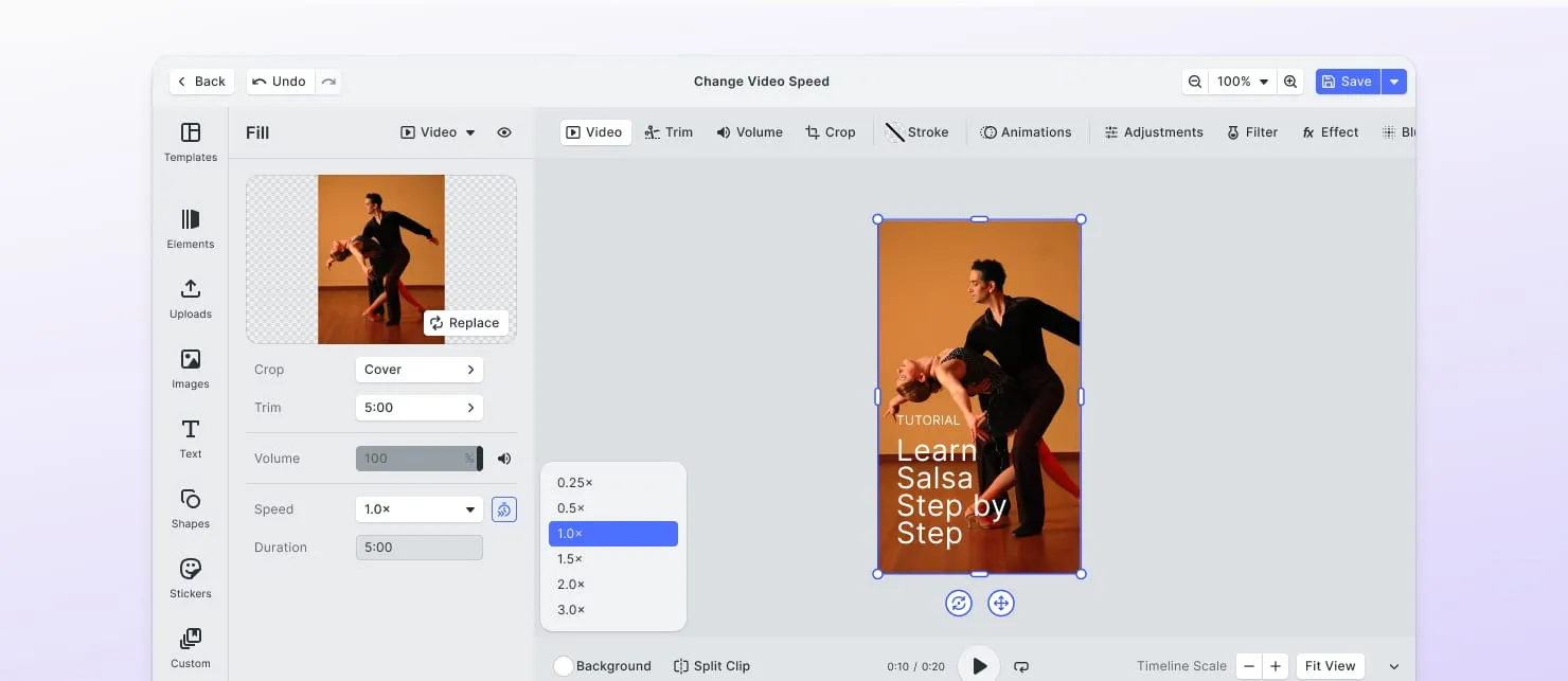Preview: In our upcoming release, your users can adjust video speed easily.