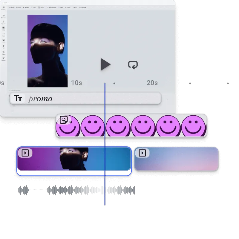 Web video editor running inside a browser tab via the JavaScript SDK starter kit