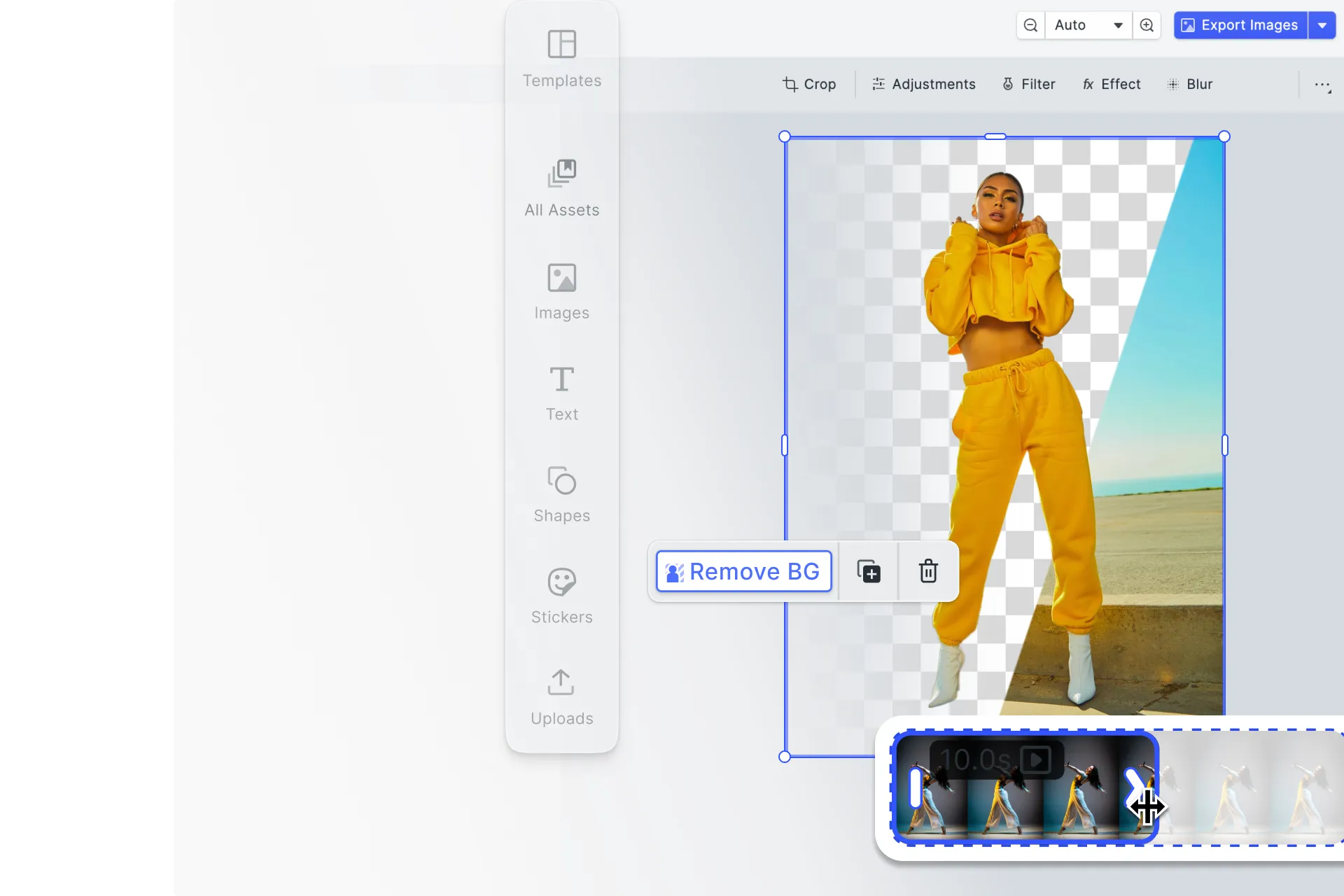 Embedded creative editing inside a website builder